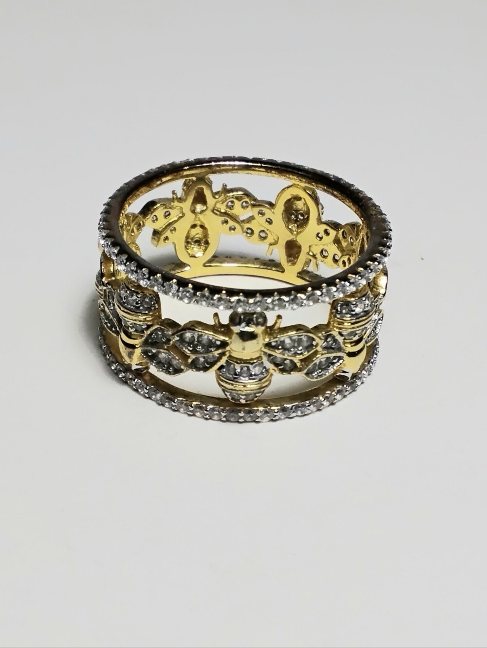 925 Silver Bumble Bee Ring Sz 9